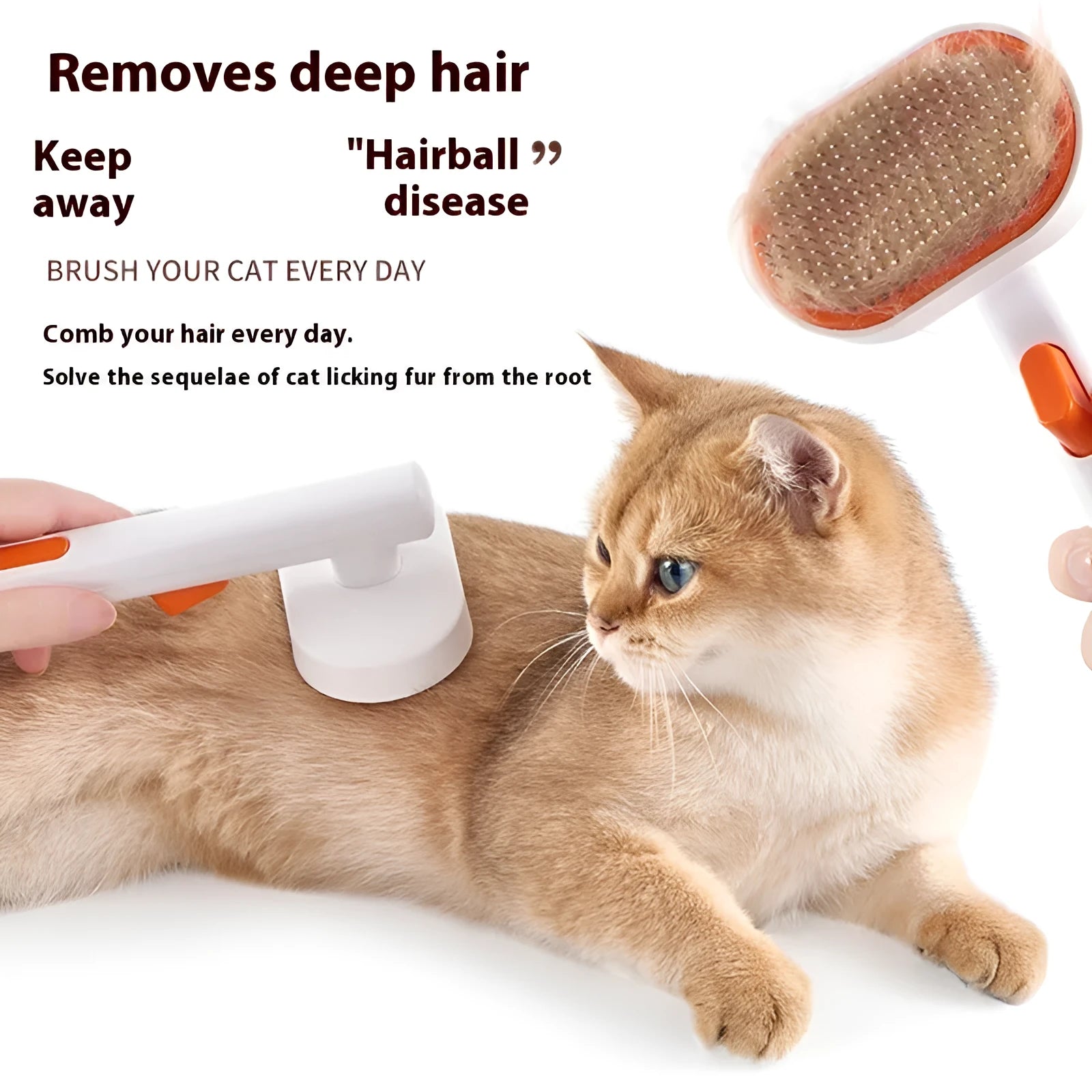 Pet automatic hair fading brush with stainless steel comb in white colour