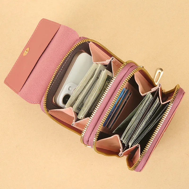 Women's transparent crossbody shoulder bag in PU material with touch screen phone capability, available in multiple colours