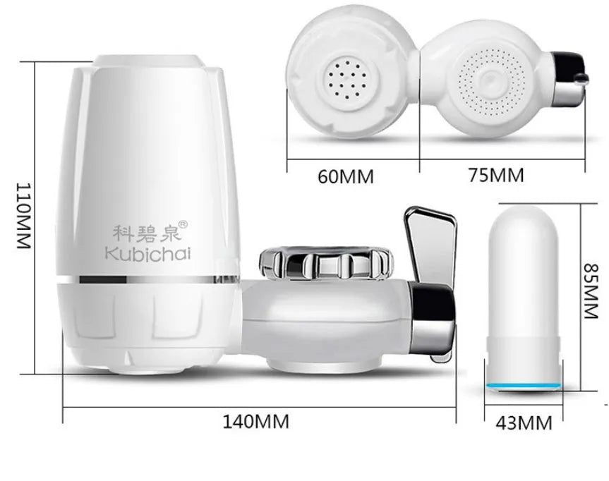 White plastic kitchen faucet water filter with ceramic cartridge and universal adapter set