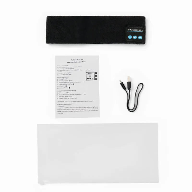 Bluetooth 5.4 sports hair band with removable music module in black, dark gray or gray white colours