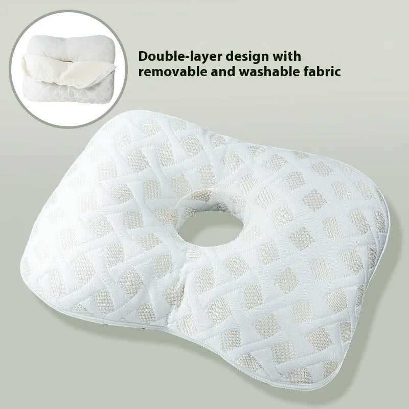 Beauty salon single hole ear pillow in Boer Grey colour on a treatment bed.
