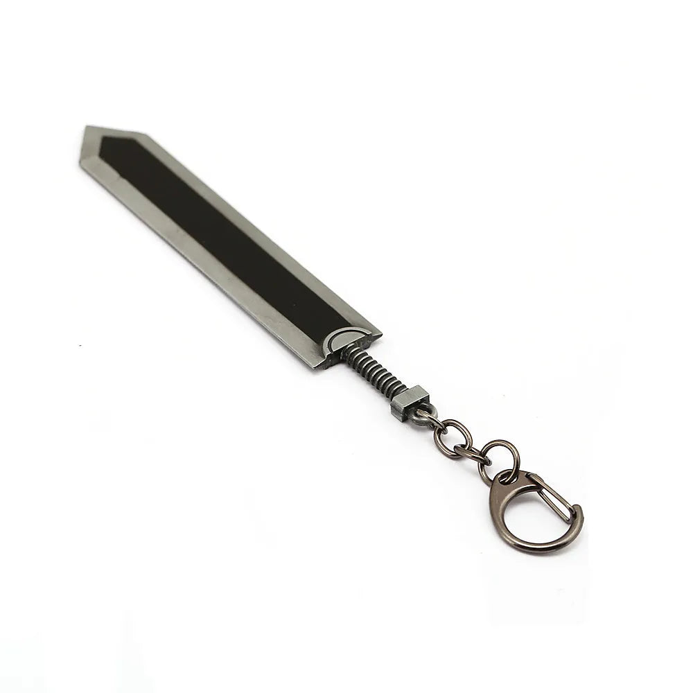 Sword Wind Legend black zinc alloy keychain pendant 2x12cm on neutral background