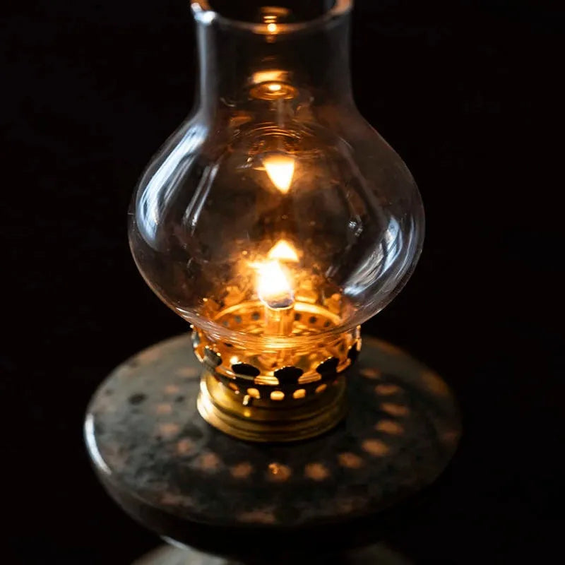 Retro split design black Shino kerosene lamp, antique handmade, 7.8cm wide 23.8cm tall, underglaze finish