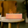 Square desktop humidifier with lava flame lighting effect in black or white colour options