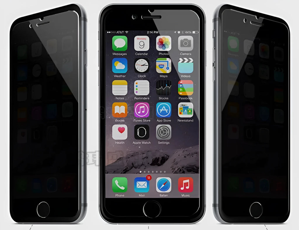 Anti peeping toughened glass screen protector for iPhone showing privacy viewing angle