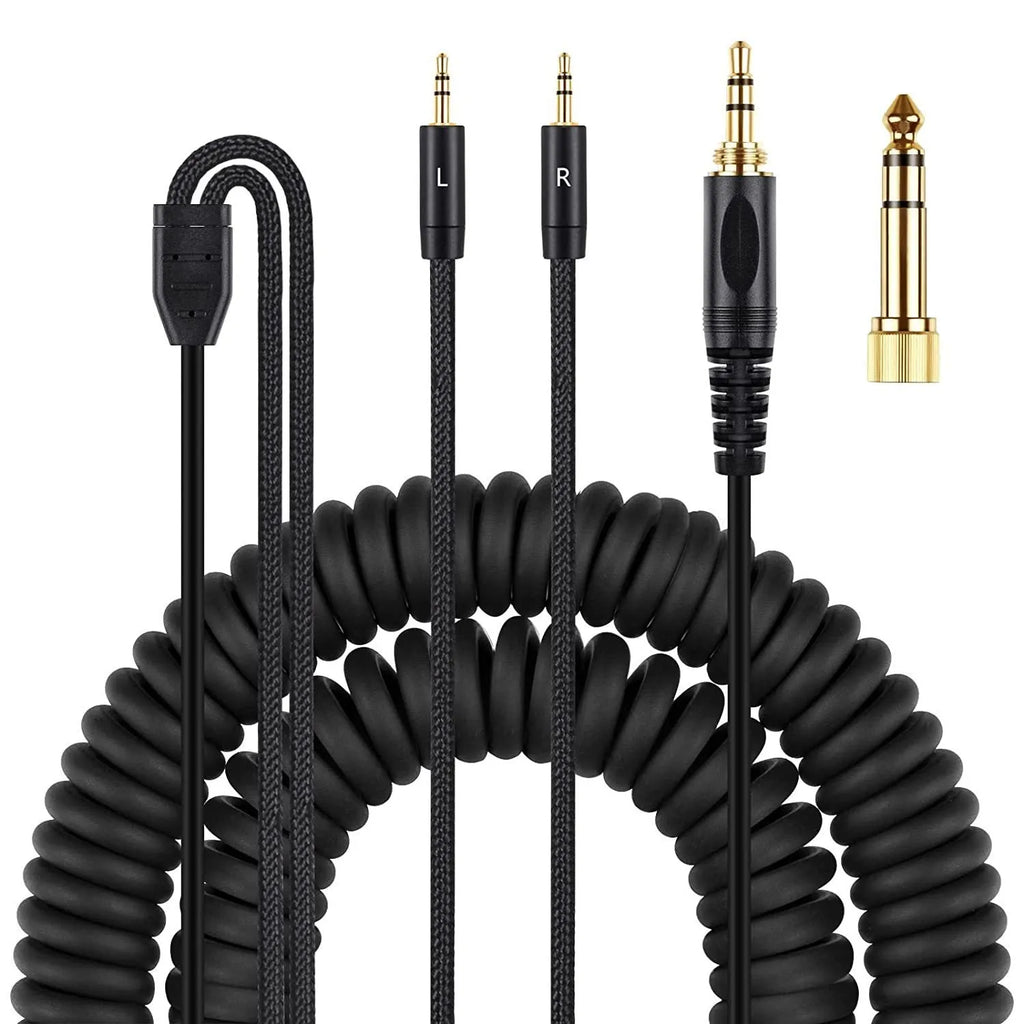 Black 1.8m replacement headset cable for HE400i HE560 with double 25mm plugs and spring relief