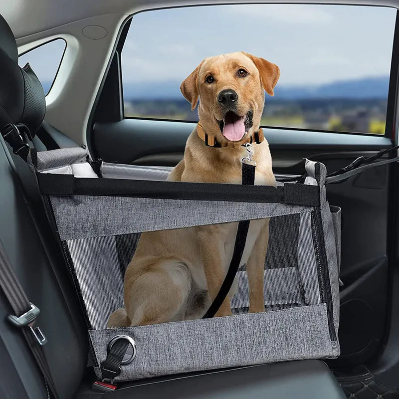 Oxford cloth portable pet crate for dogs in car with 49cm dimensions in black colour