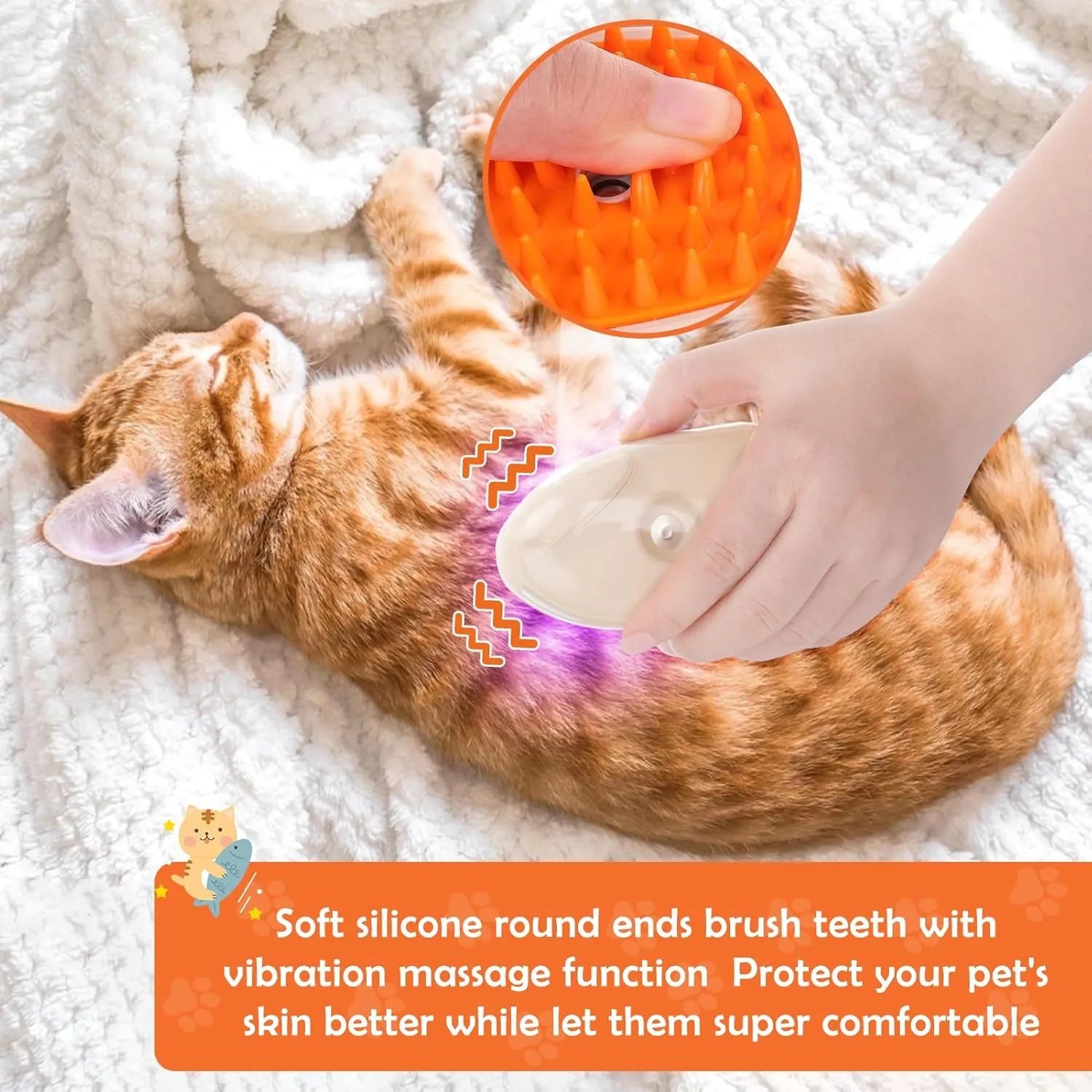 Yellow 4-in-1 cat steam brush with silicone bristles, water tank, and ringworm detector lamp for pet grooming.