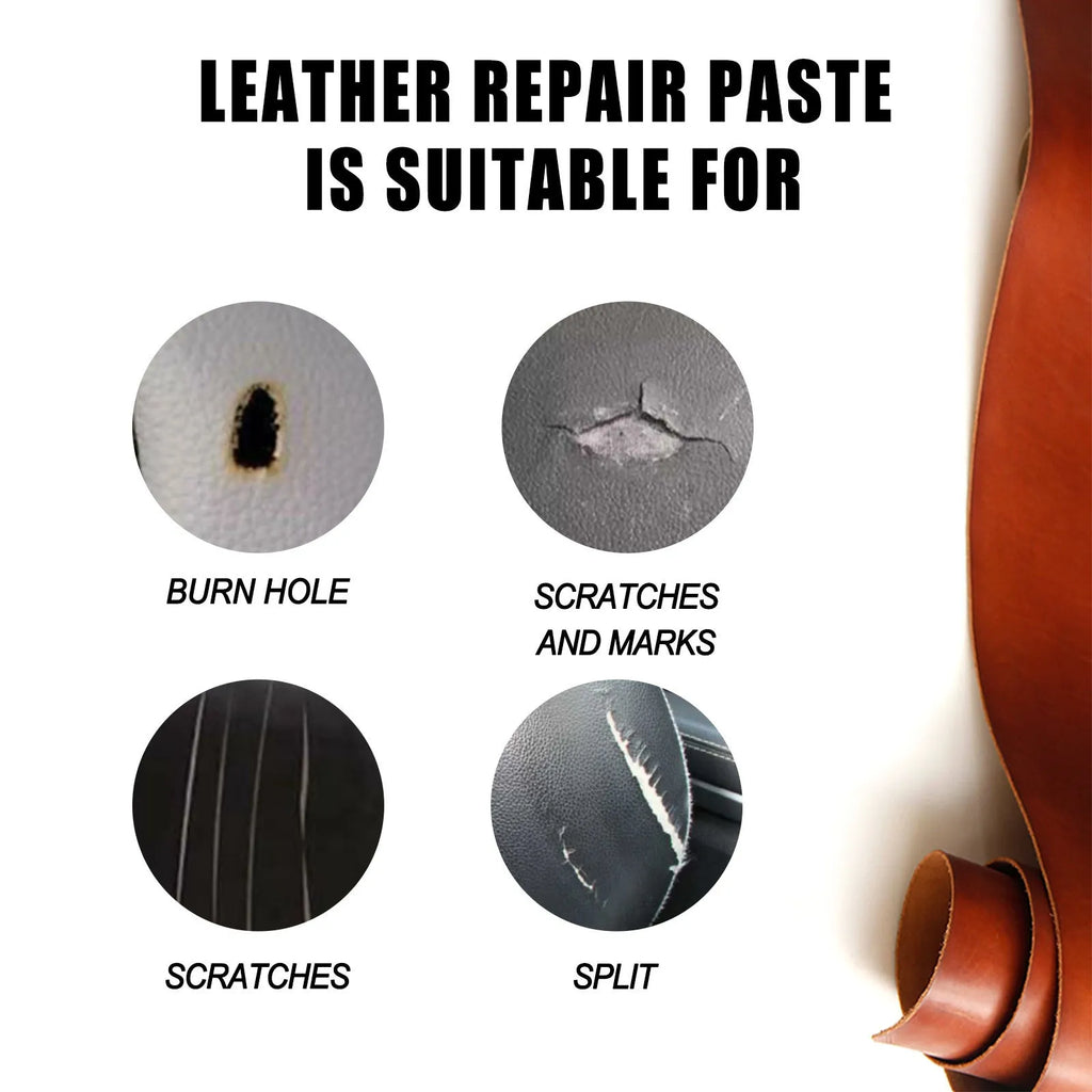 60ml leather repair paste in 5cm by 4.4cm packaging for car seat and sofa scratch restoration