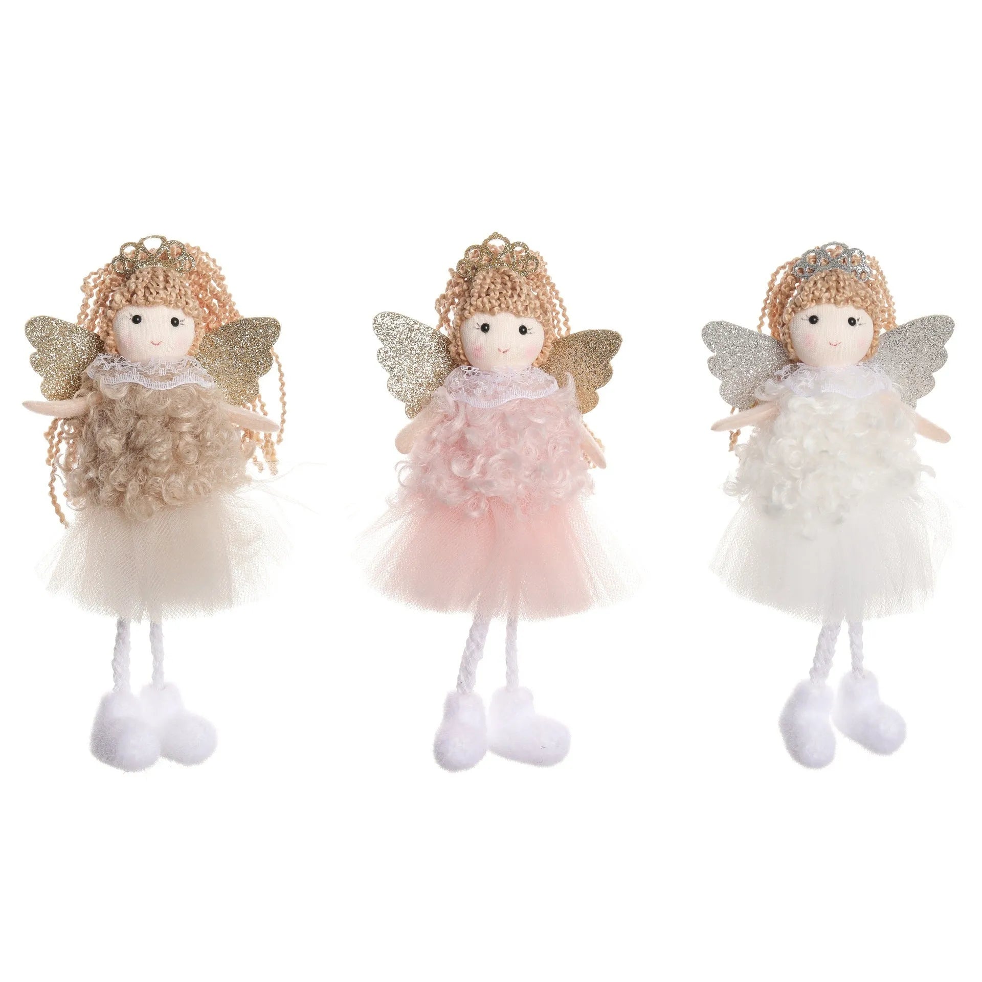 Christmas angel girl fabric hair pendant for a high ponytail in cartoon style.