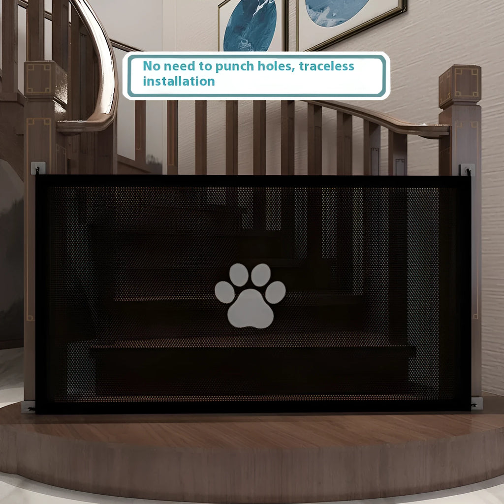 Portable folding dog barrier safety protection net fence with pet doorsill design