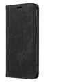 Magnetic flip leather phone case for iPhone in various solid colours showing front closure.