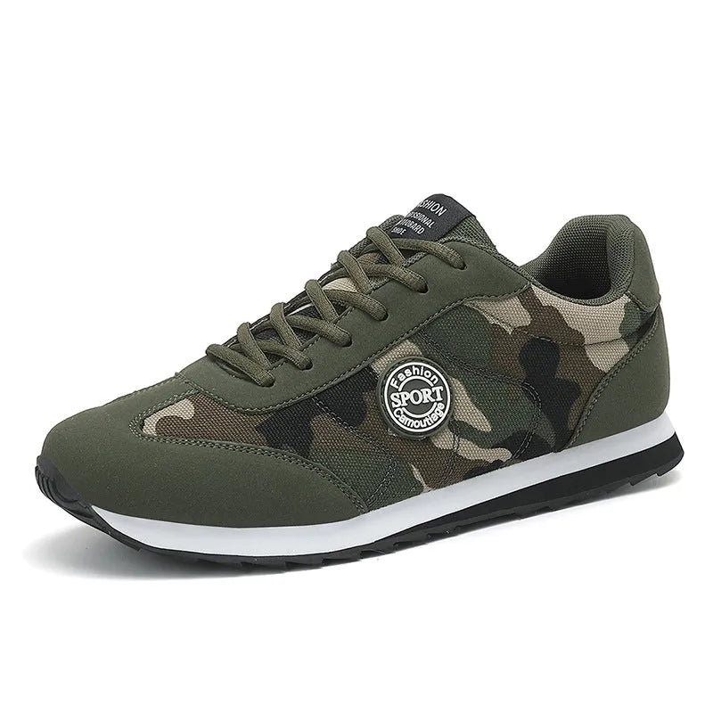 Men's and women's camouflage pattern sports running shoes with suede upper and mesh lining
