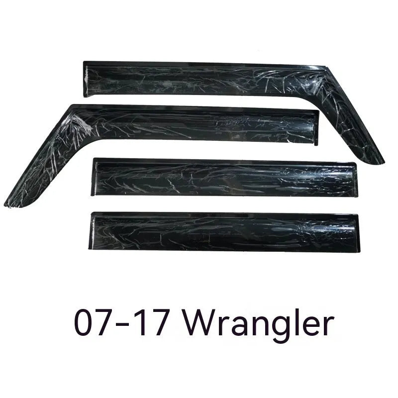 Four-piece PVC rain visor set for Jeep Wrangler window rain protection and ventilation