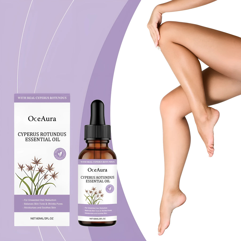 60ml bottle of hair removal treatment oil with aconite, mint and lemon extracts
