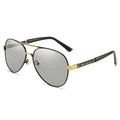 Men's polarised sunglasses with metal frames featuring dragon and phoenix decorations.