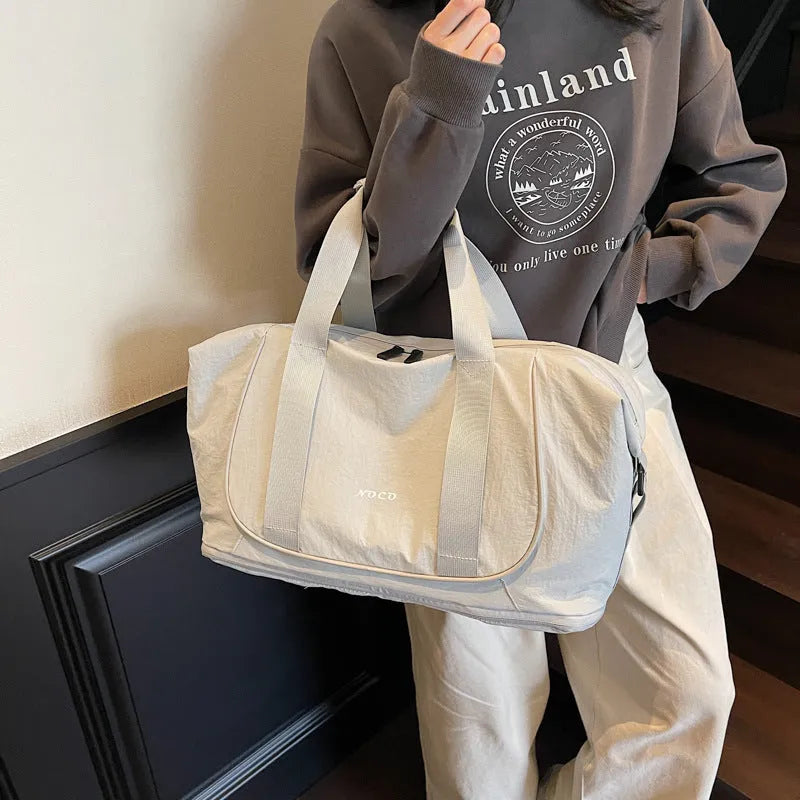 Oxford cloth crossbody bag for yoga fitness travel in milky white colour