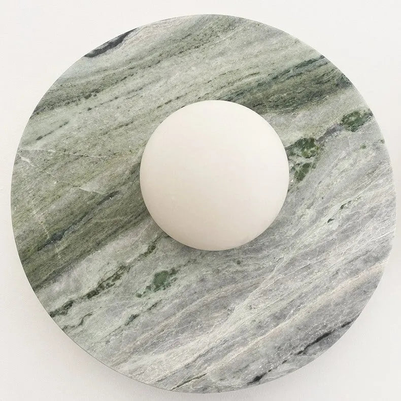 Irish green marble French entry wall lamp with warm LED light and marble shade