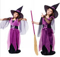 Children's witch costume in linen fabric available in multiple colours and sizes from 90cm to 160cm height