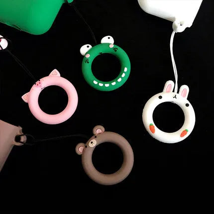 Cartoon earphone box cover for wireless earbuds case in pink pig nostrils design, front view