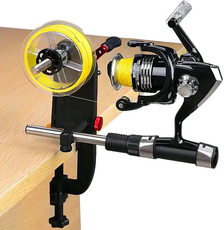 Black fishing line spooler winder 80 x 230mm for baitcasting, spinning and trolling reels