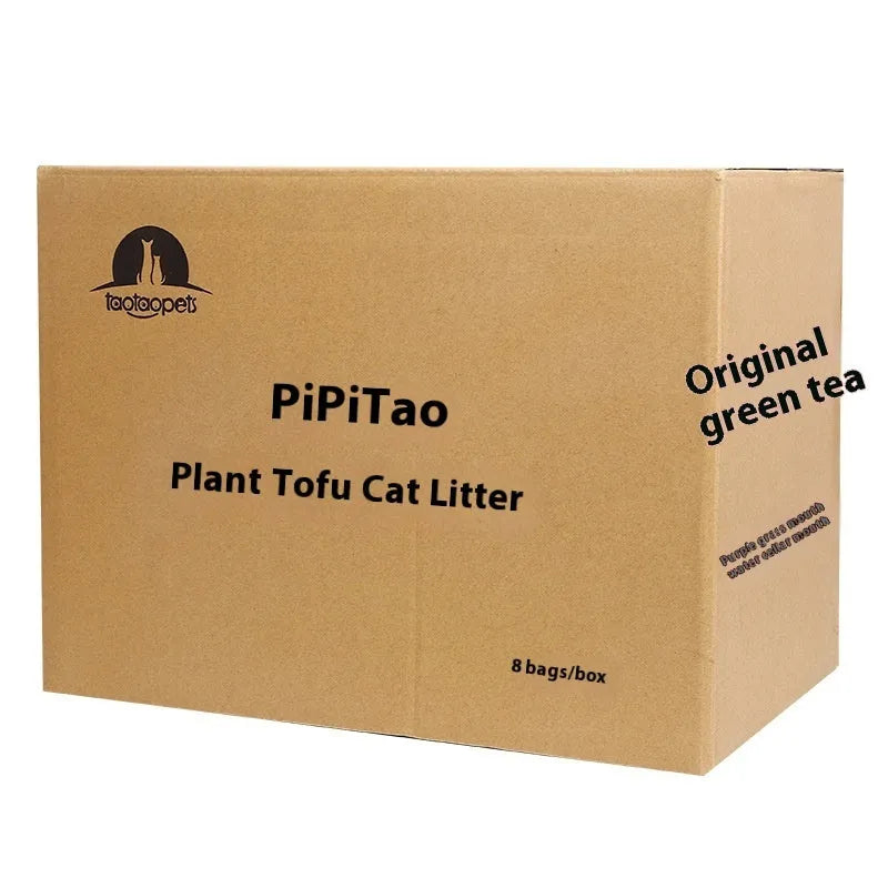 Green tea flavour biodegradable plant cat litter in a 6L pack with natural ingredients for clumping