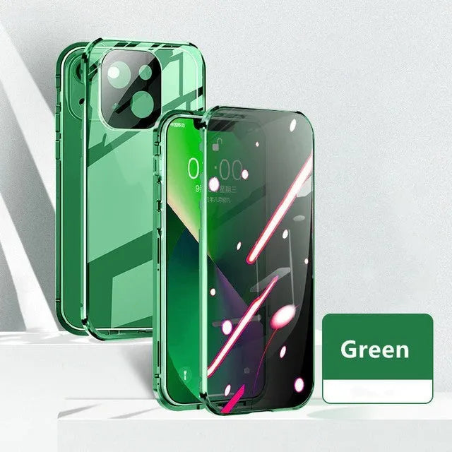 Goggles Anti Privacy Magneto Phone Case for iPhone 15 Plus black metal solid colour with anti-spy screen