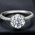 Women's 925 sterling silver flower bud ring with electroplating on white background