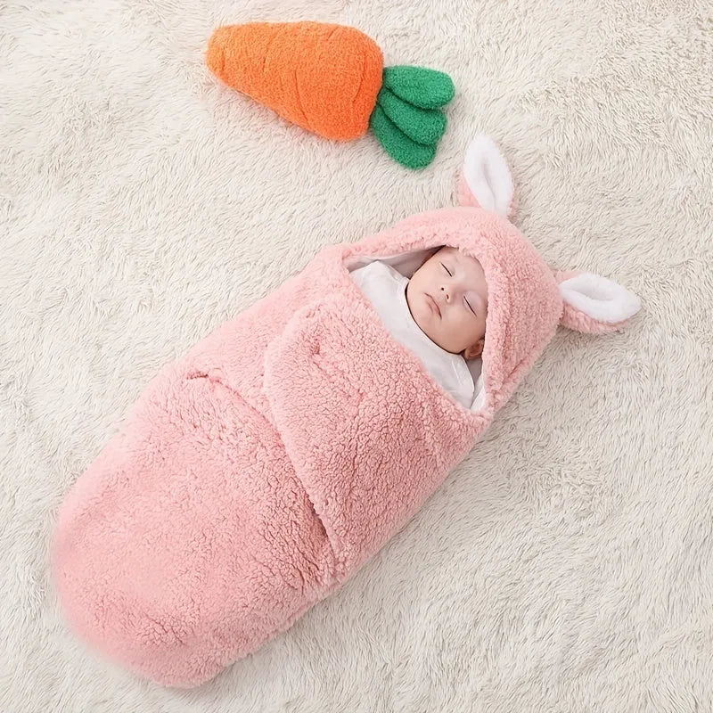 Adjustable baby sleeping bag swaddle blanket in fleece with velcro closure