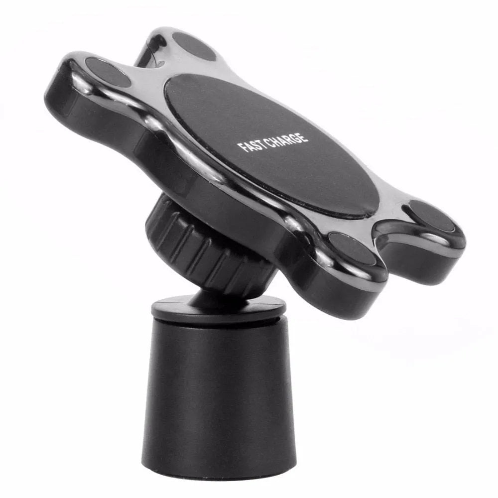 Black ABS metal plating Qi magnetic car mount wireless charger with 360 degree rotation for iPhone Samsung