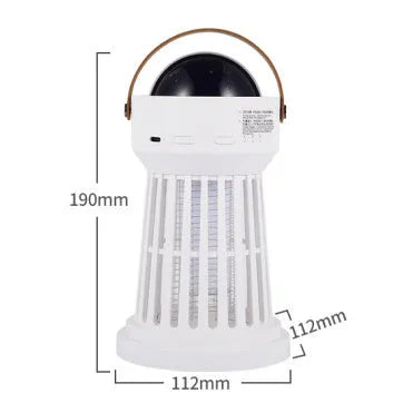 White electric mosquito killer lamp with star projection feature and folding handle