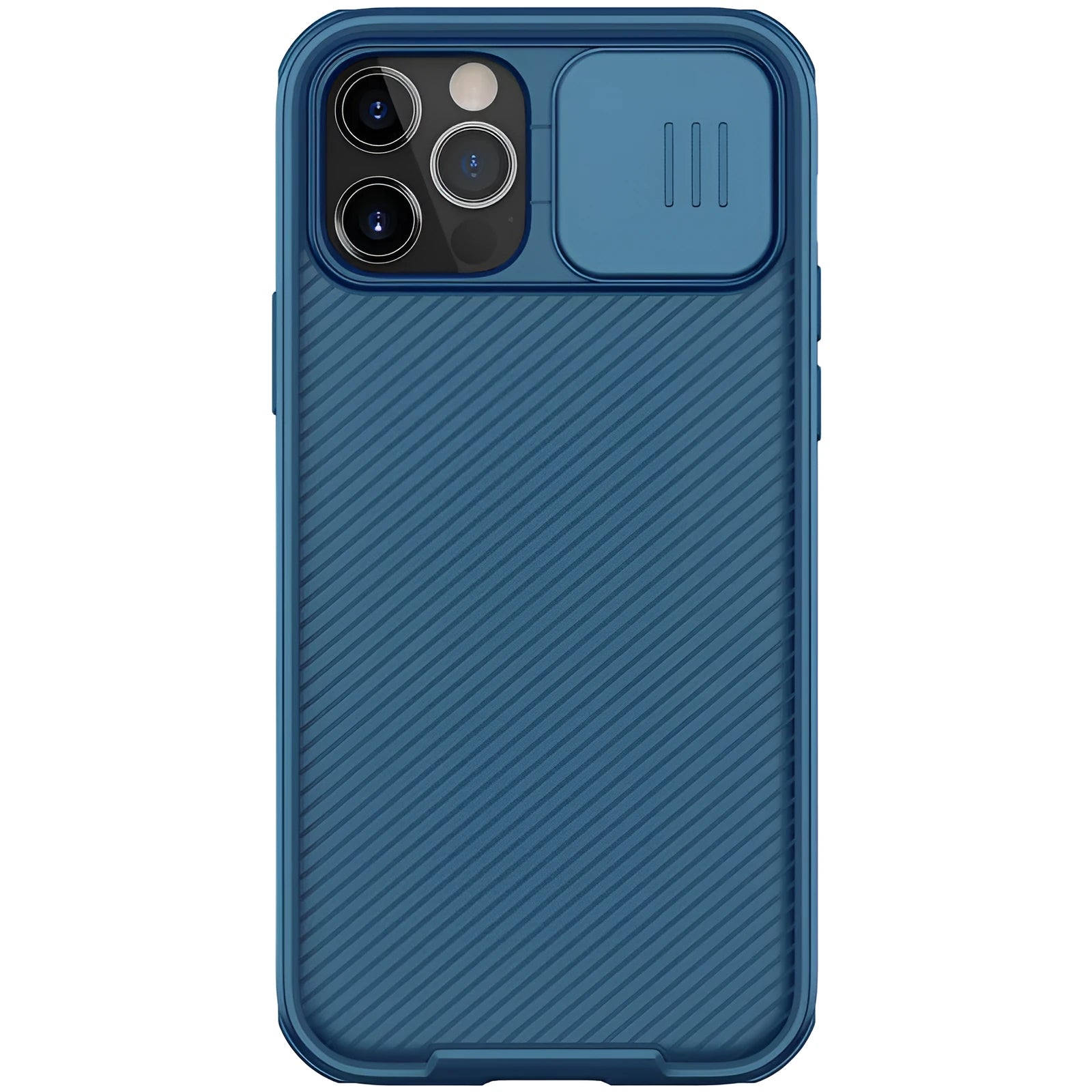 Black Mirror series iPhone 12 case with sliding camera privacy cover in black, blue, or dark green colours