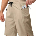 Men's solid colour quick-drying beach shorts in polyester with straight-leg fit