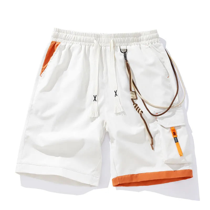 Man wearing coffee-coloured plus size bamboo fibre sports shorts with a high waist and straight leg.