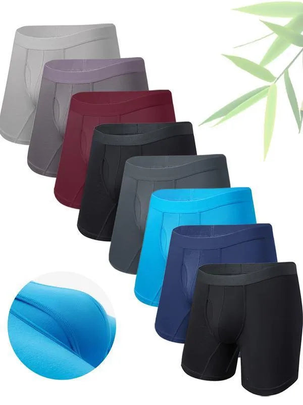 Men's bamboo fibre lace boxer briefs in black - breathable nylon blend with cotton-lined cup - front view