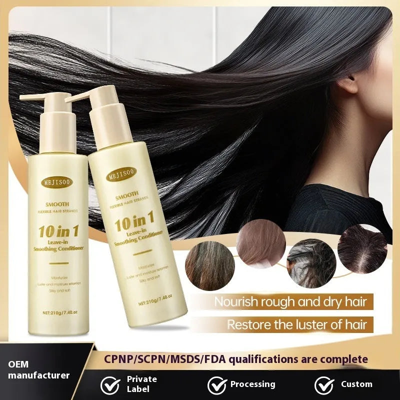 Wash-free soft 10-in-1 hair conditioner bottle 210g for ladies frizzy hair treatment