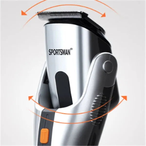 Silver electric hair clipper with high-efficiency alloy sharp angle cutter head