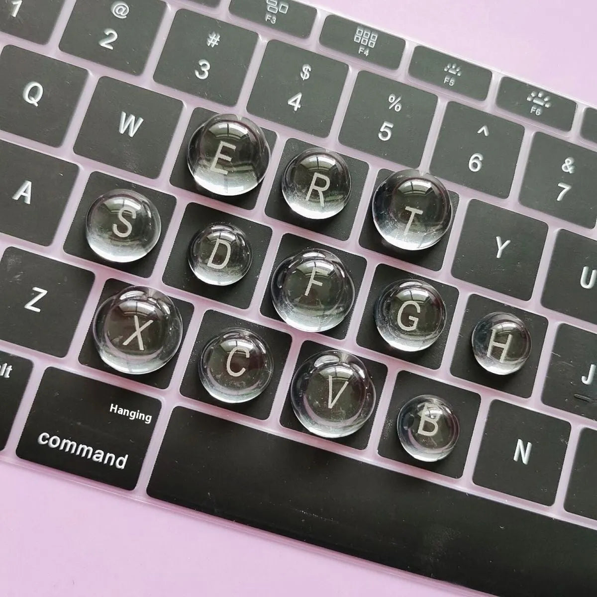 Crystal glass ball keyboard stickers in 12x6mm and 16x8mm round PVC sizes with self-adhesive backing