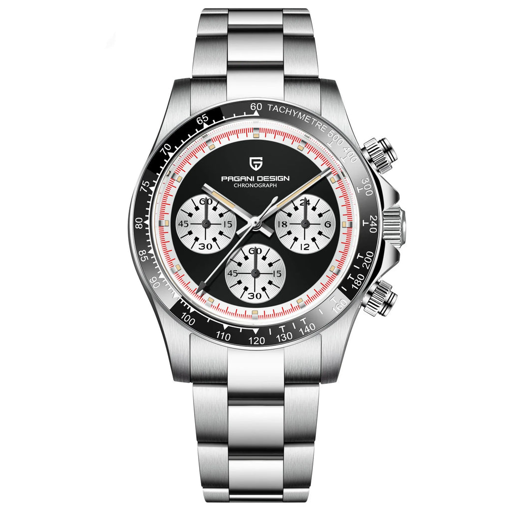 Berjani men's quartz chronograph watch with stainless steel bracelet and 40mm dial