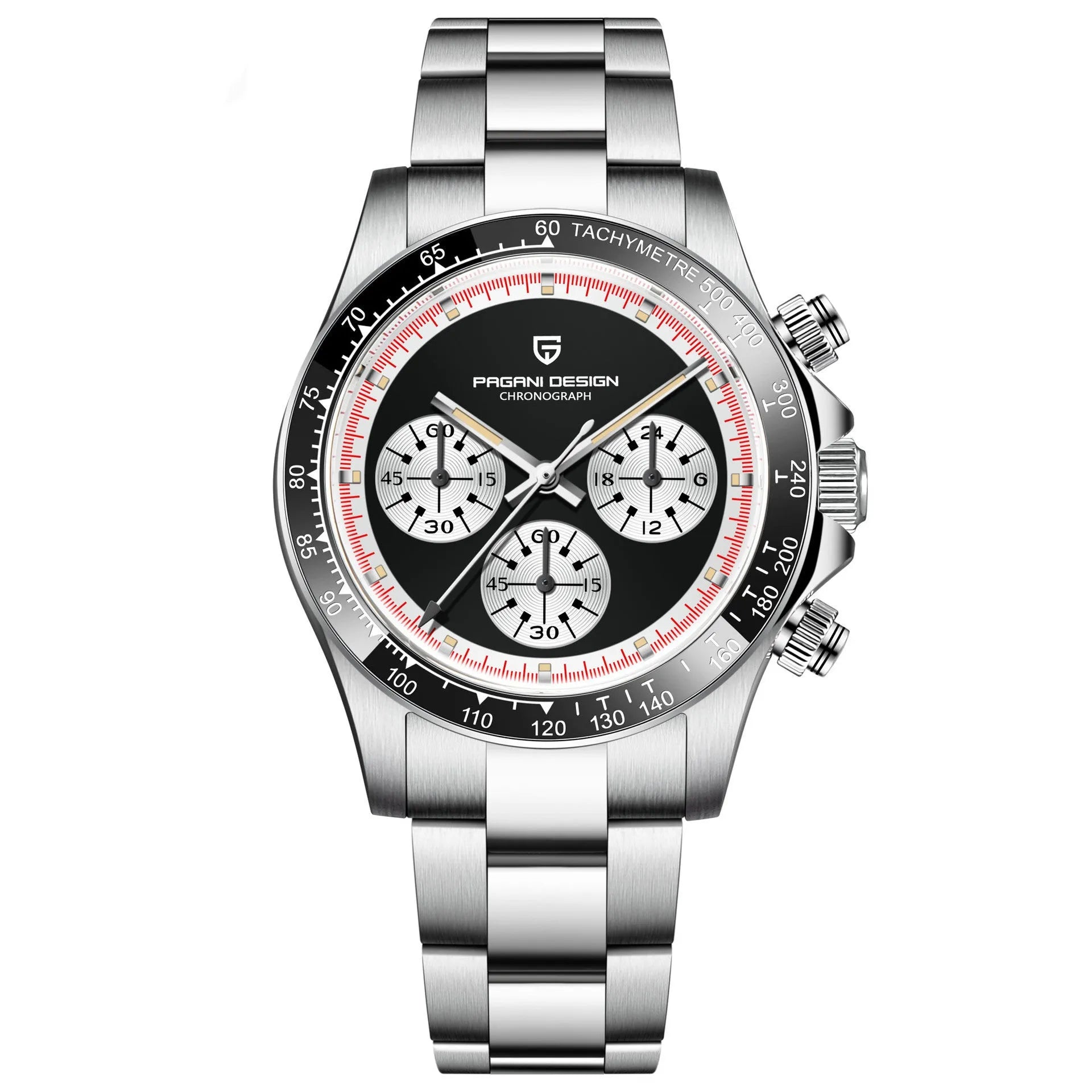 Berjani men's quartz chronograph watch with stainless steel bracelet and 40mm dial