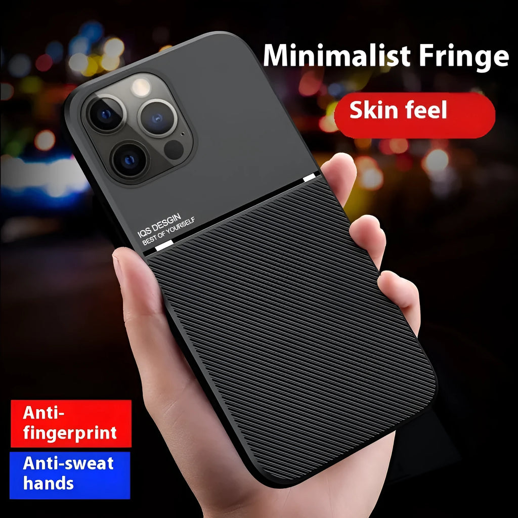 Promax textured magnetic silicone phone case for Apple iPhone 14 series in black with leather-style finish