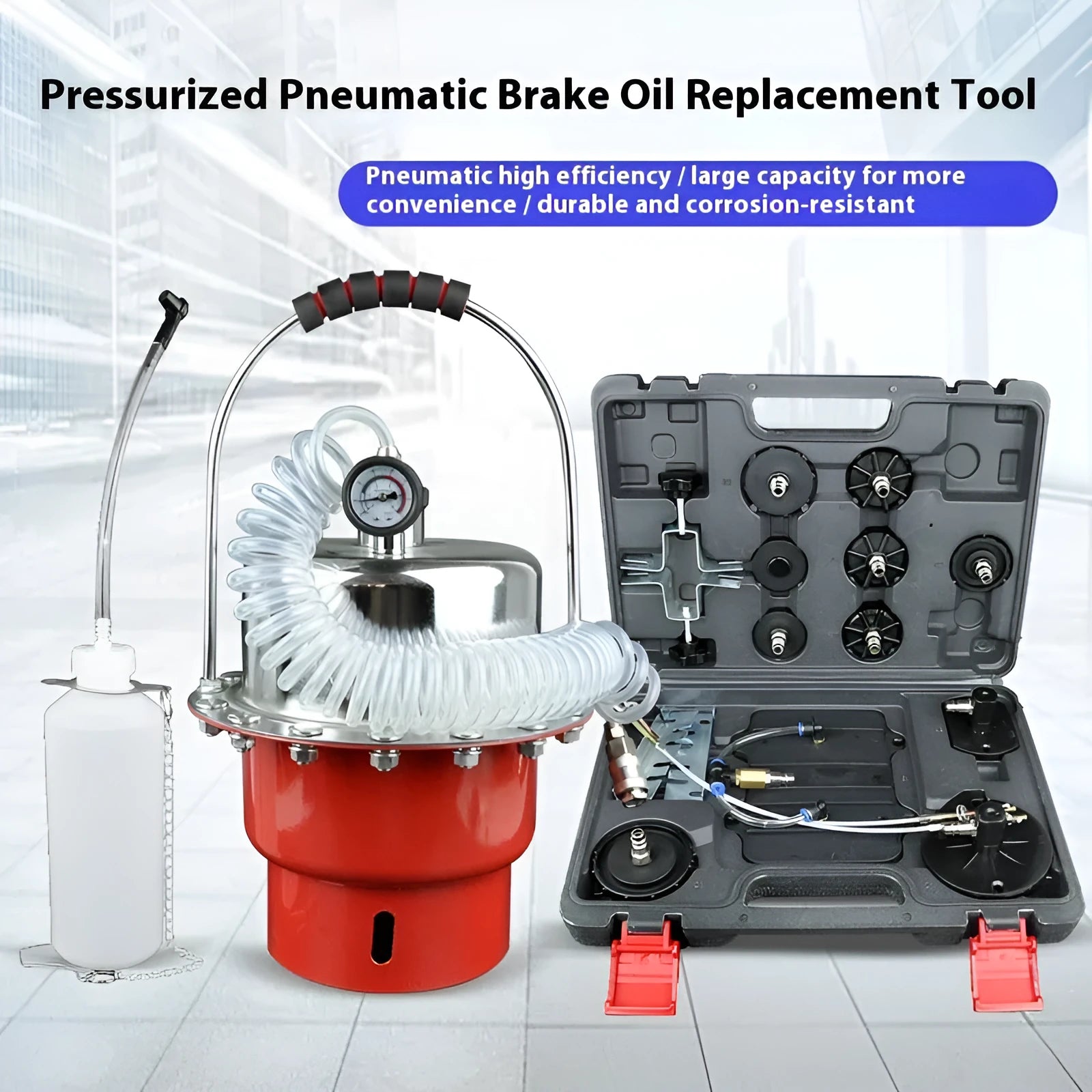 5L pneumatic brake fluid replacement pumping machine with pressure gauge and regulator