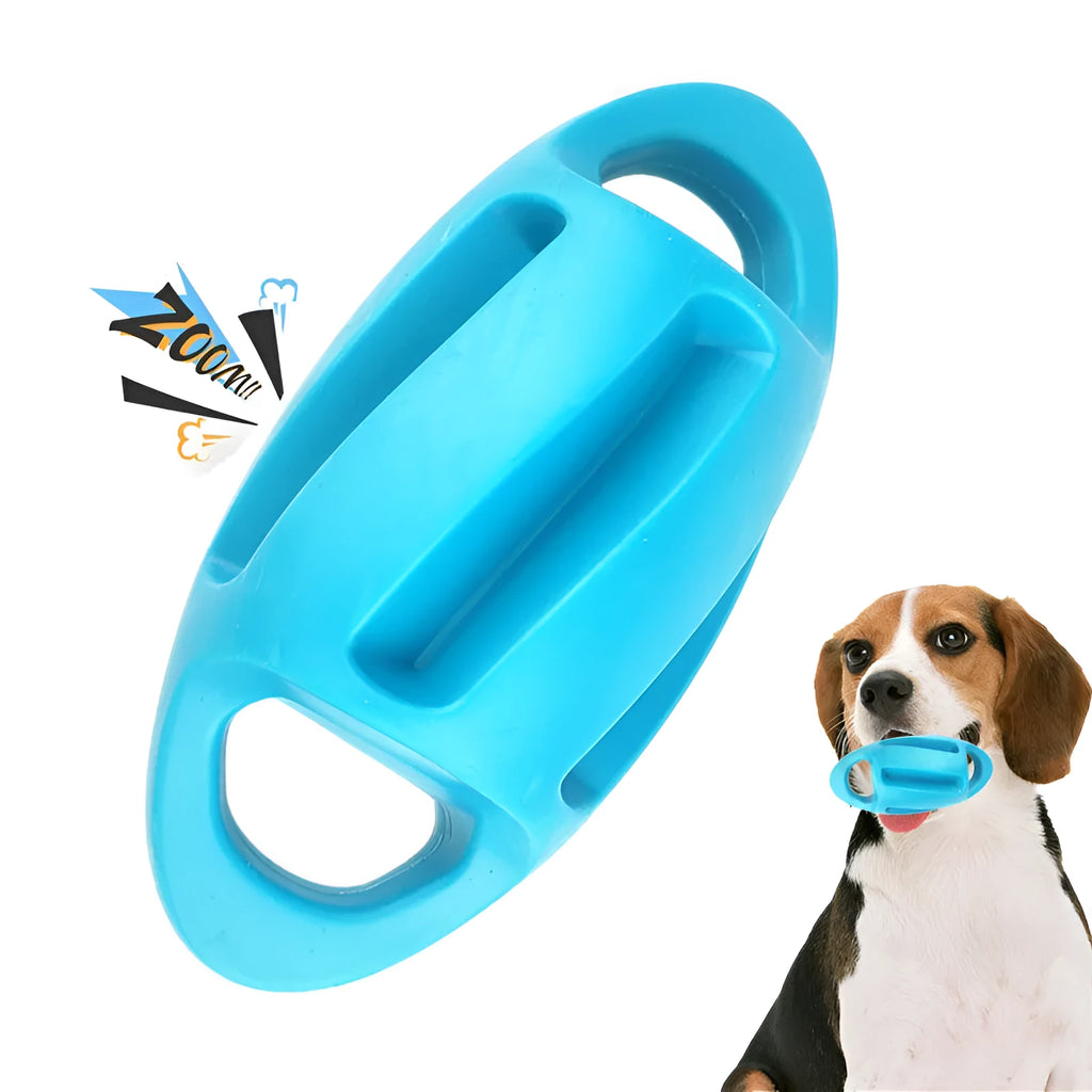 Blue and orange bite-resistant floating TPE rubber dog vocal toy with squeaker