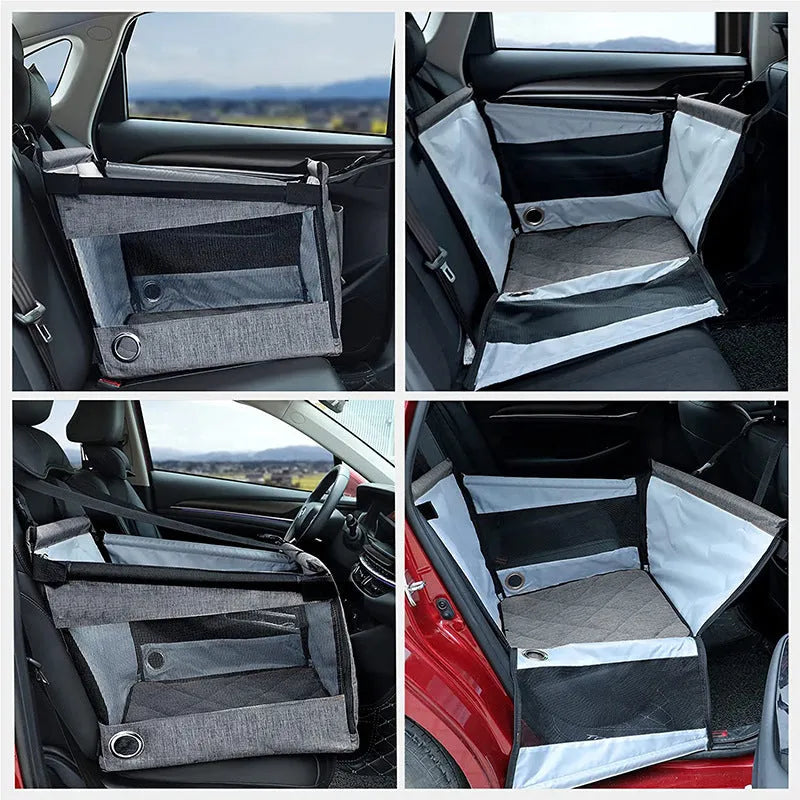 Oxford cloth portable pet crate for dogs in car with 49cm dimensions in black colour