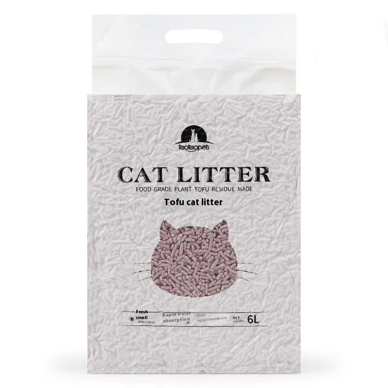 Green tea flavour biodegradable plant cat litter in a 6L pack with natural ingredients for clumping