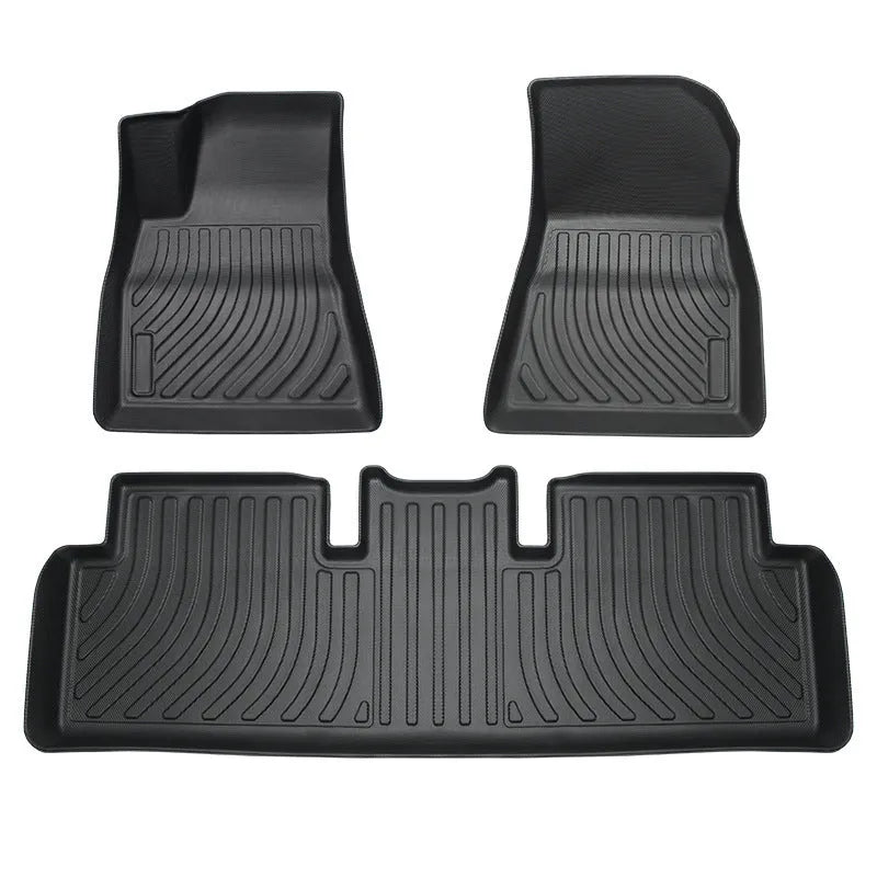 Tesla car floor mats in rubber material with TPE footrest for Model 3, Y, S, X vehicles