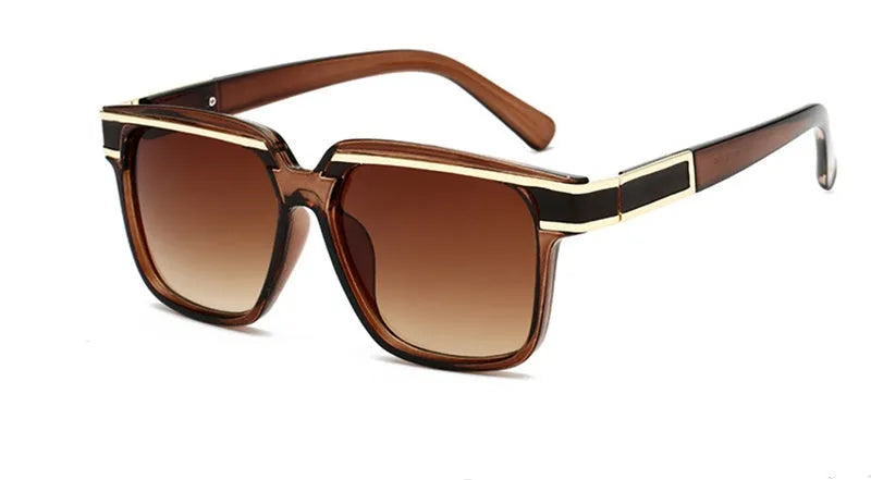 Men's sunglasses with UV400 protection, PC lens, and metal frame in black