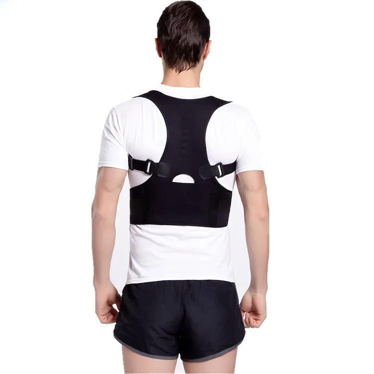 Humpback correction belt in black with magnet, made from breathable sponge and diving cloth