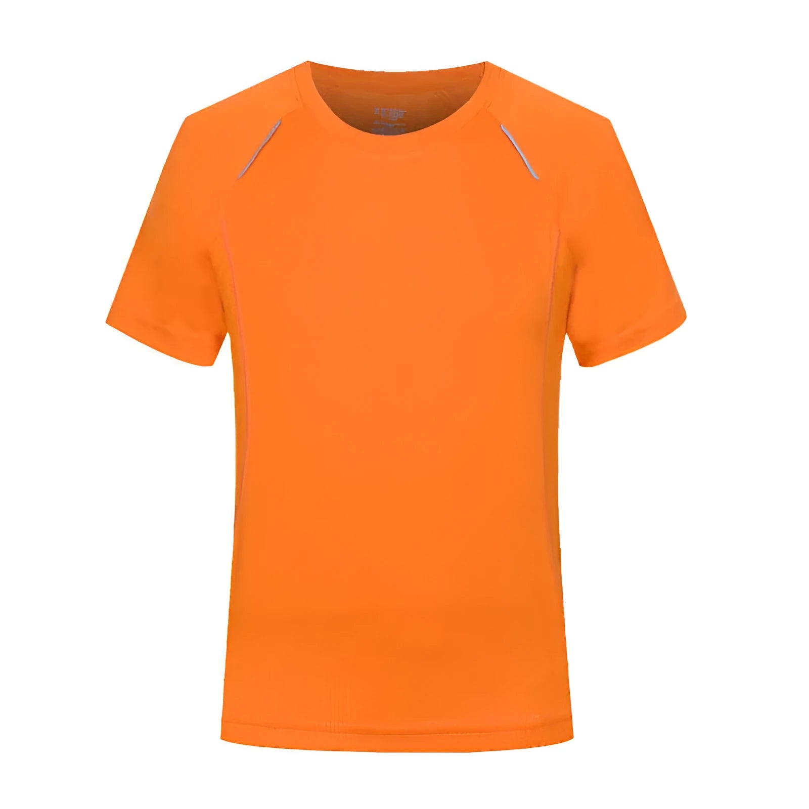 Slim fit quick-dry T-shirt in solid colours like black and fruit green on a size chart background.