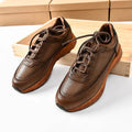 Men's first layer cowhide retro sports casual shoes, lace-up, rubber sole, Brown Coffee Grey, sizes 39-45.